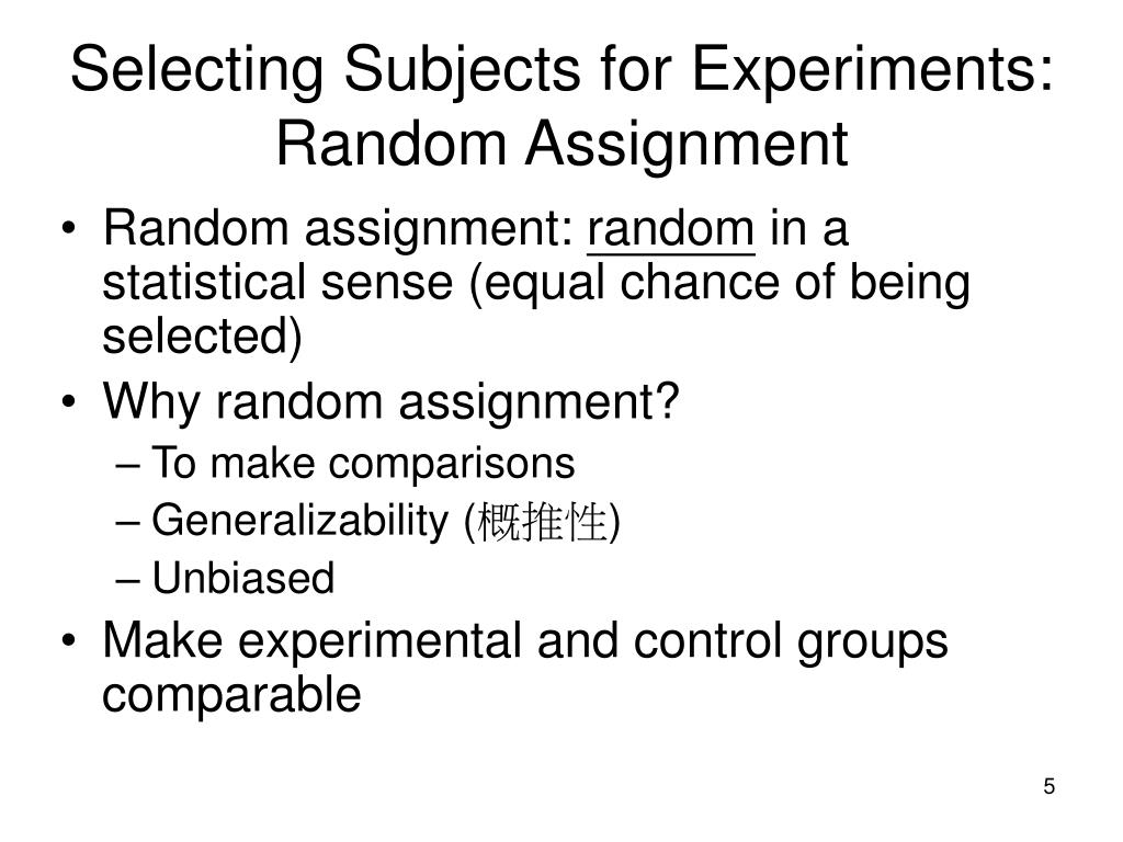 random assignment of subjects occurs when