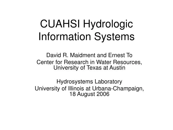 cuahsi hydrologic information systems n.