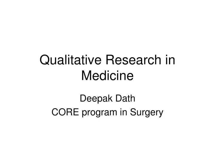 qualitative research topics medicine