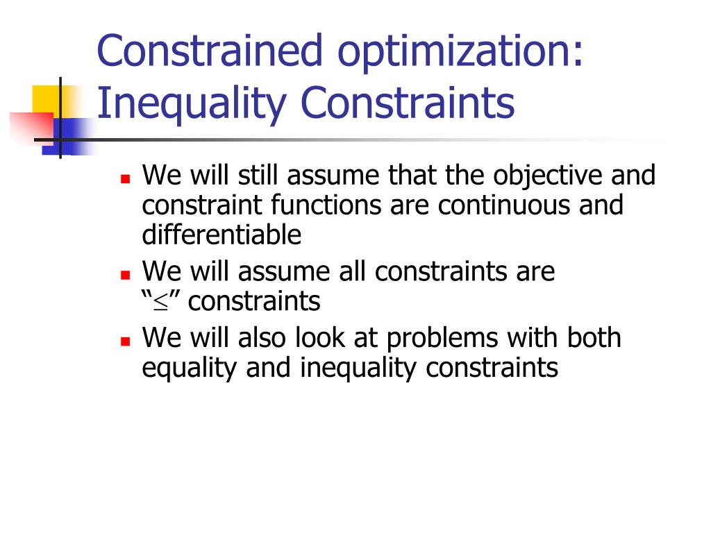 solving optimization problems with inequality constraints
