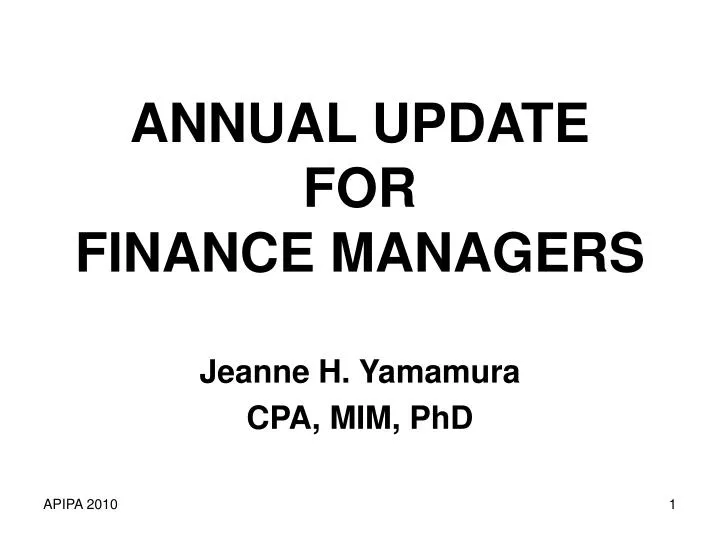 annual update for finance managers n.