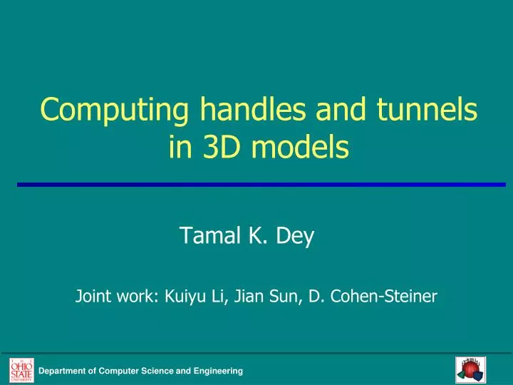 computing handles and tunnels in 3d models n.