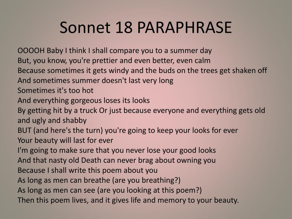 PPT - Sonnet #18 PowerPoint Presentation, free download - ID:879148