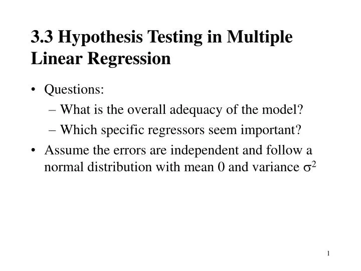 hypothesis test for multiple linear regression