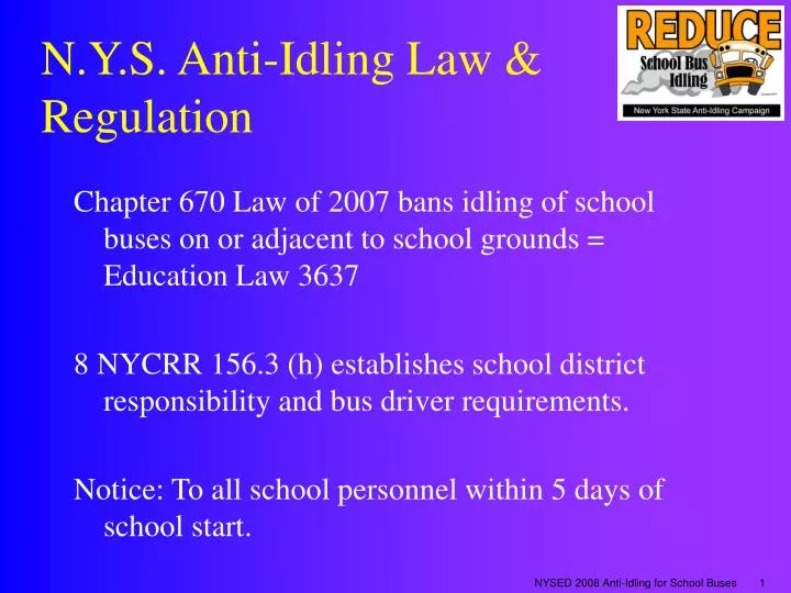 PPT N.Y.S. AntiIdling Law & Regulation PowerPoint Presentation, free