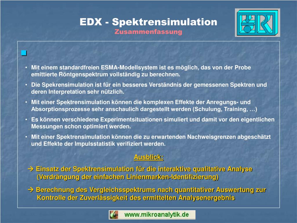 PPT - EDX-Spektrensimulation Optimierung der ...