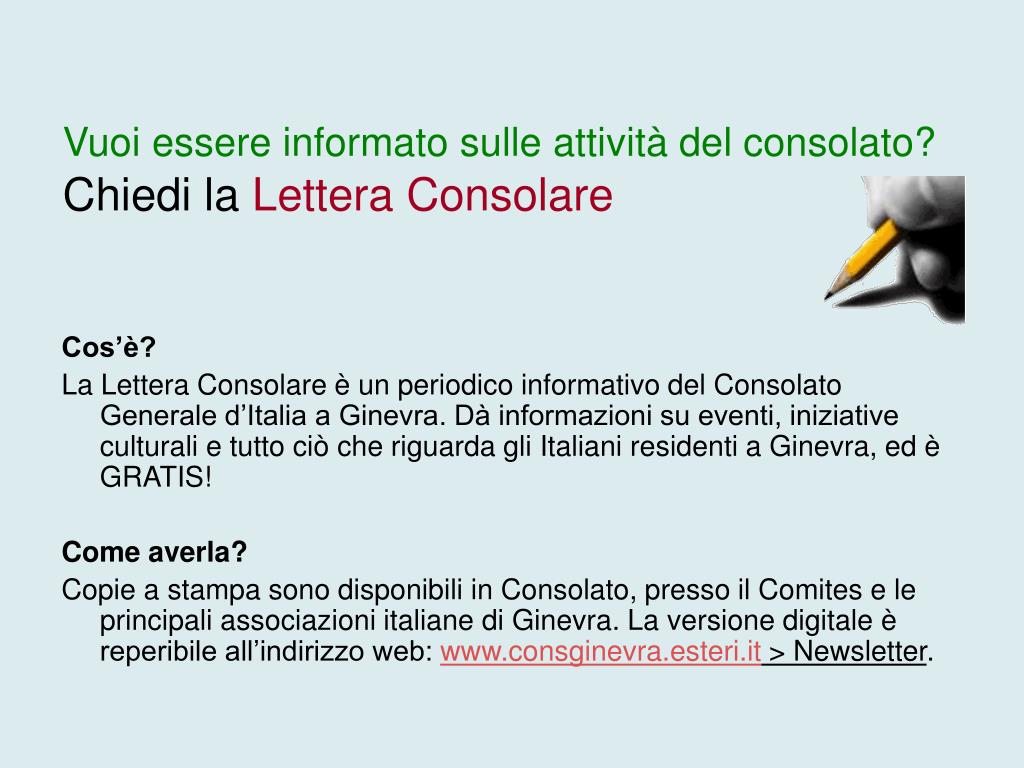 PPT - BENVENUTI AL Consolato Generale d'Italia a Ginevra PowerPoint  Presentation - ID:884537
