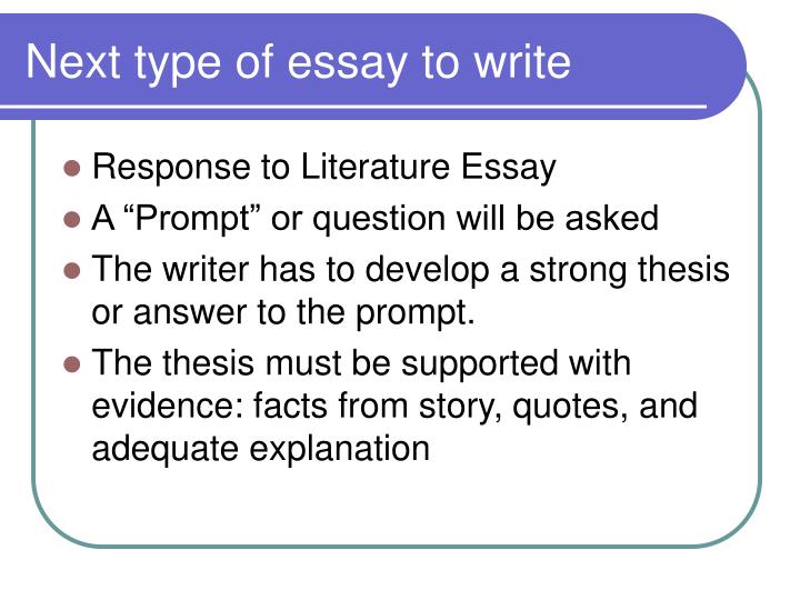 Writing a response to literature essay powerpoint