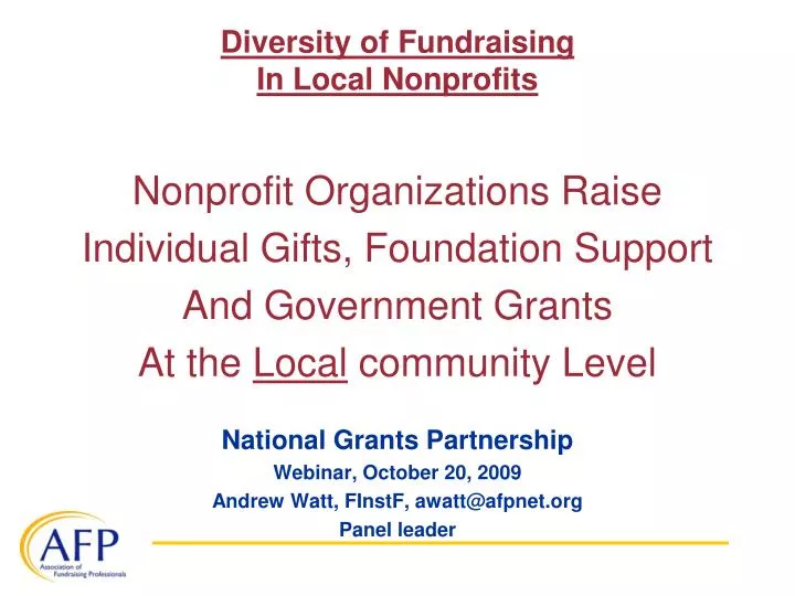 diversity of fundraising in local nonprofits n.