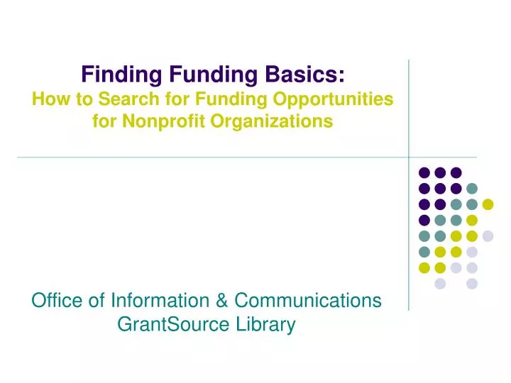 finding funding basics how to search for funding opportunities for nonprofit organizations n.