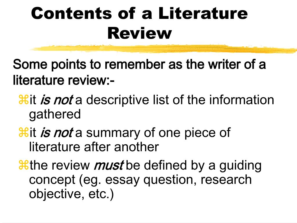 contents of literature review in research