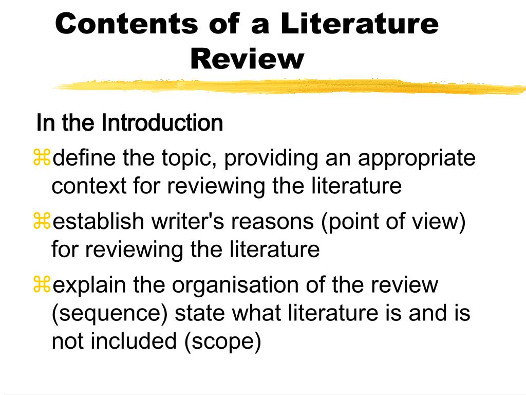 main contents of literature review