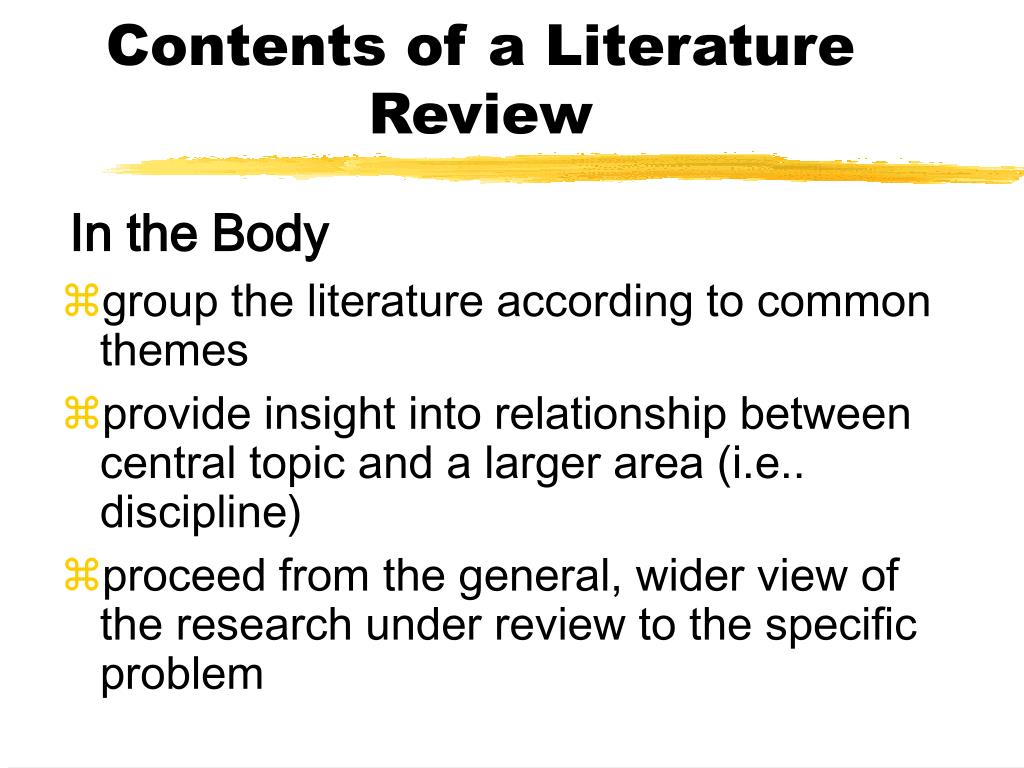 contents of literature review in research