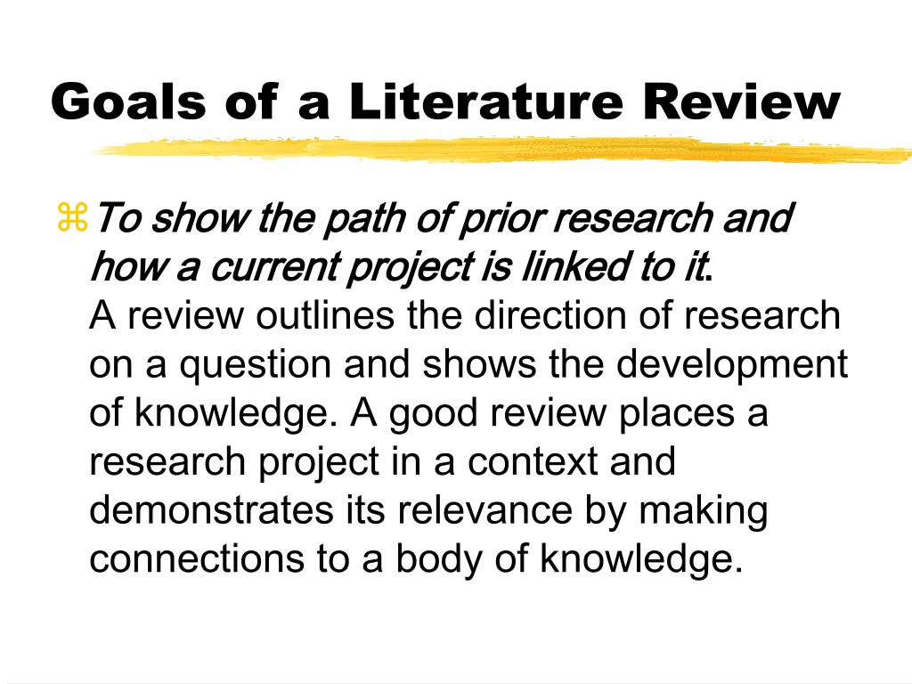literature review relevance of
