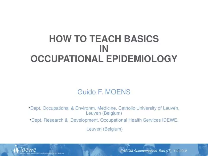 PPT HOW TO TEACH BASICS IN OCCUPATIONAL EPIDEMIOLOGY PowerPoint