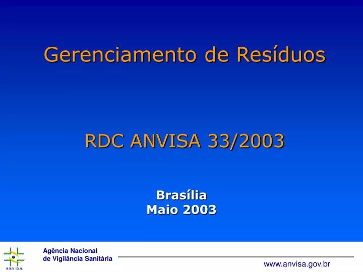 gerenciamento de res duos rdc anvisa 33 2003 n.
