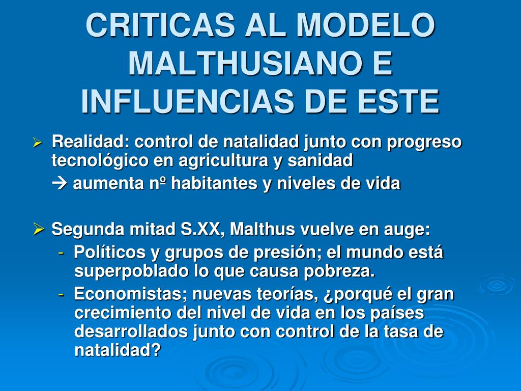 PPT - EL MODELO MALTHUSIANO Y SUS CRITICOS PowerPoint Presentation, free  download - ID:889882