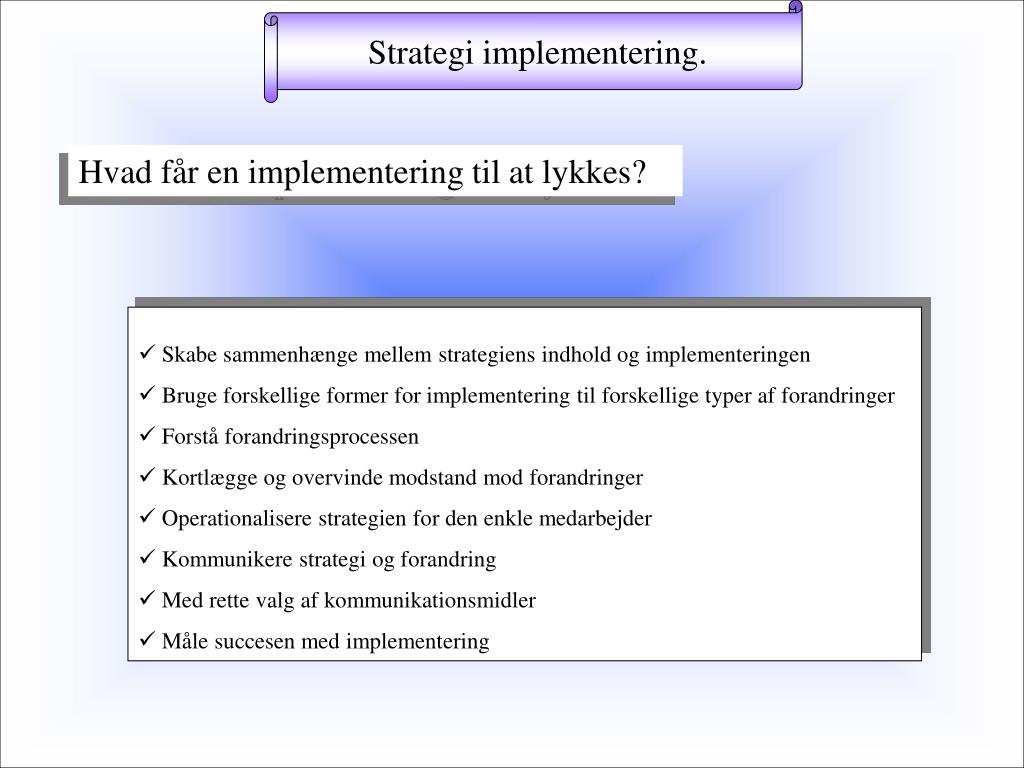 PPT - Strategi implementering i PowerPoint Presentation - ID:890073