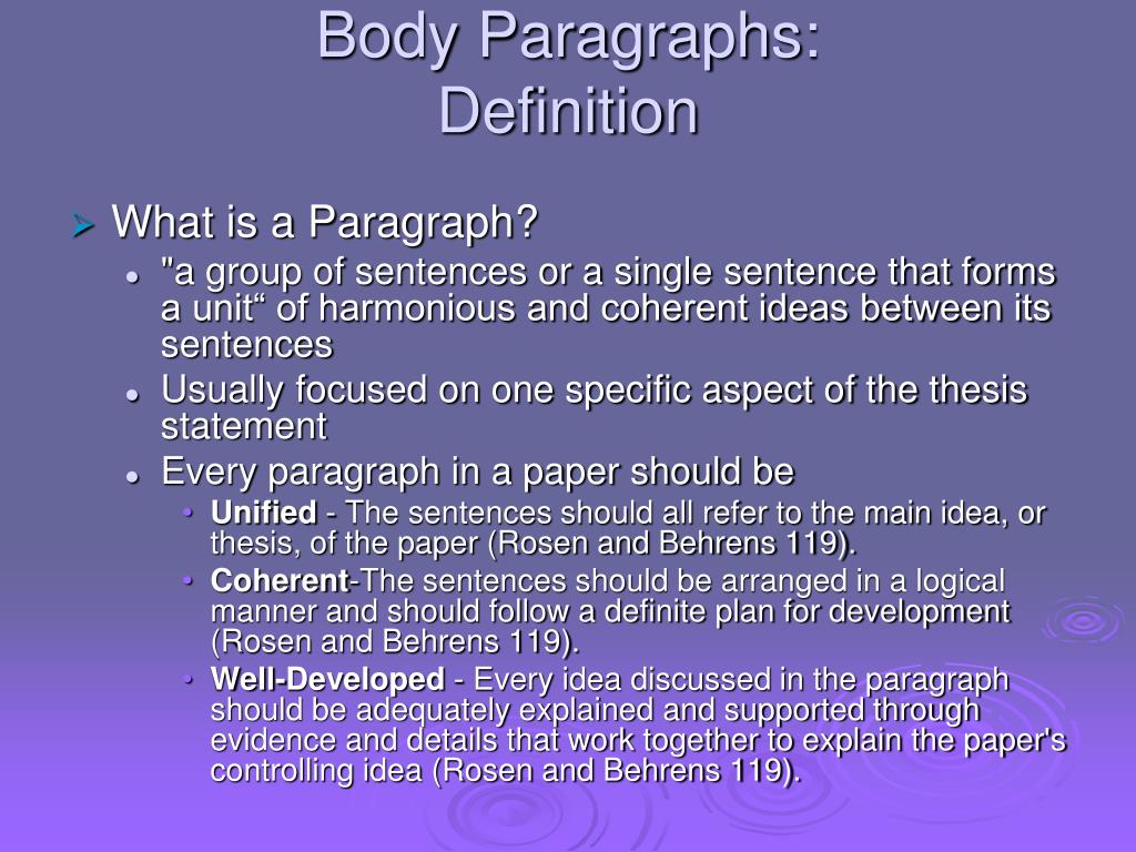 body paragraph meaning