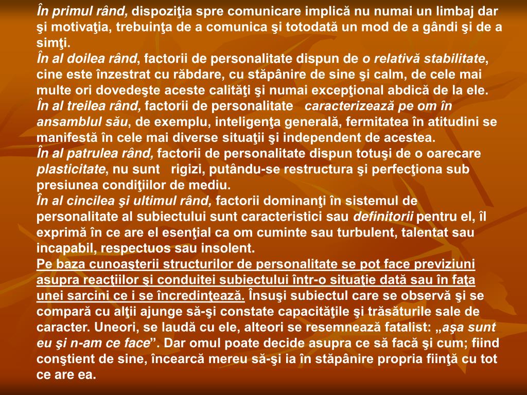Ppt Plan De Recapitulare Personalitatea Powerpoint Presentation
