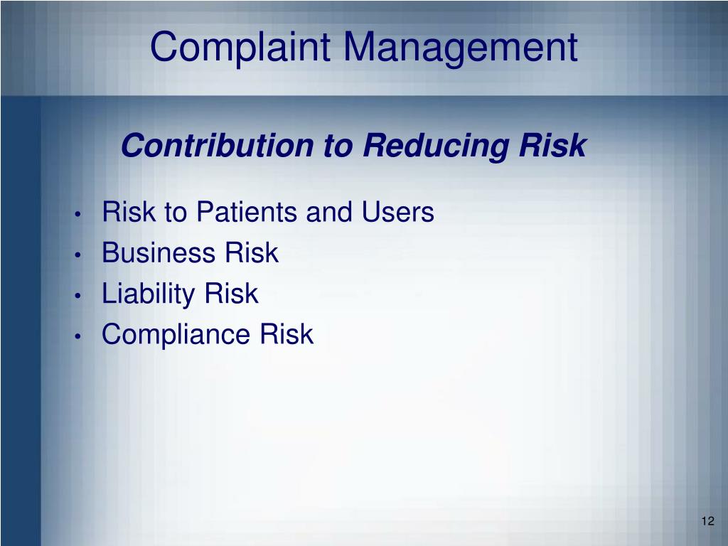 PPT - Incorporating Risk Management into Complaint and Service