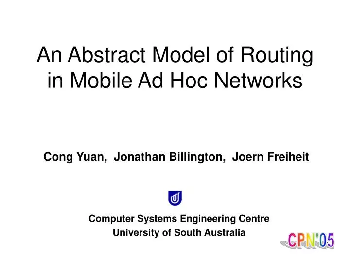 PPT An Abstract Model of Routing in Mobile Ad Hoc Networks PowerPoint