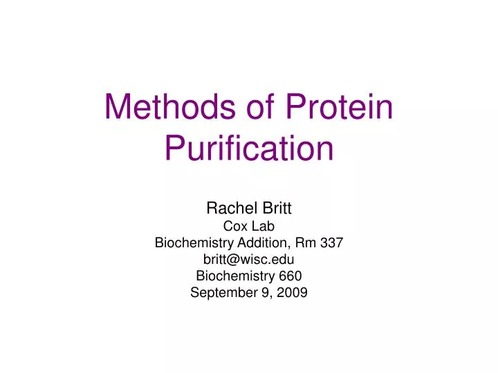methods of protein purification n.
