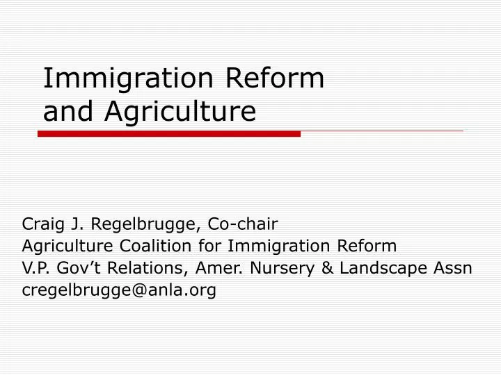 immigration reform and agriculture n.