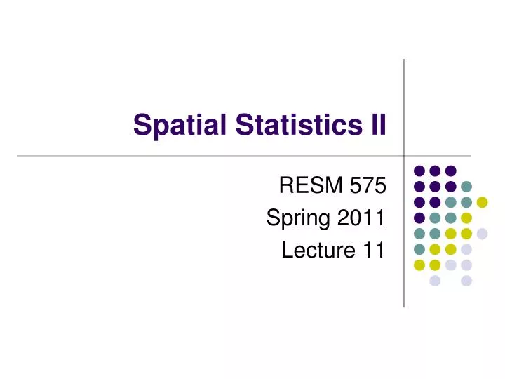 spatial statistics ii n.