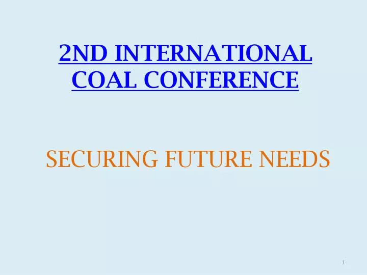 2nd international coal conference n.