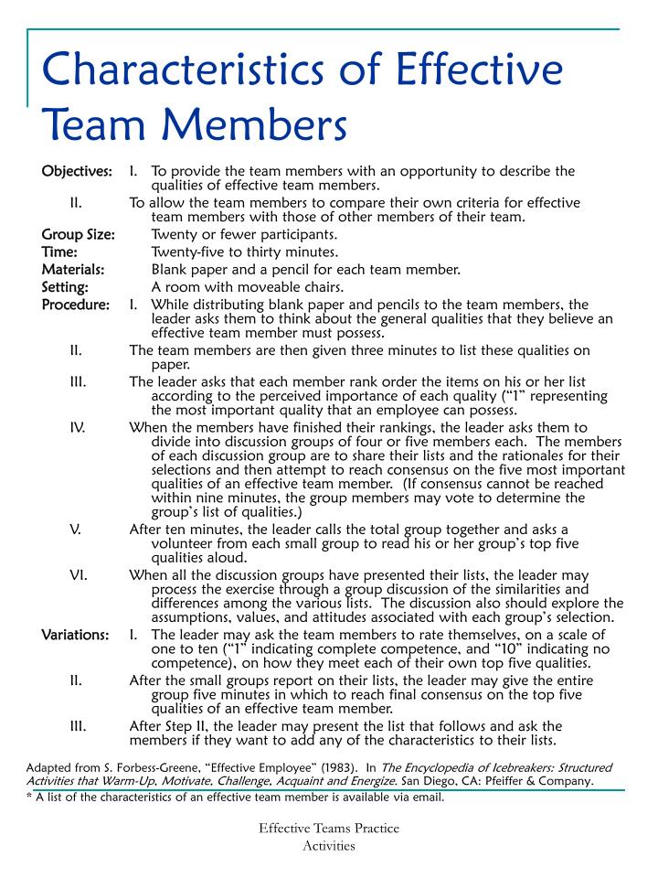 characteristics of a team leader