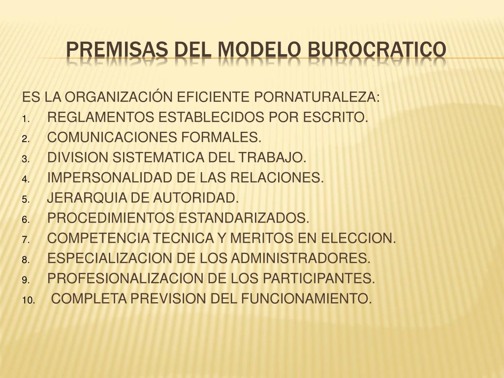 PPT - MODELO BUROCRATICO DE ORGANIZACIÓN. PowerPoint Presentation, free  download - ID:903931