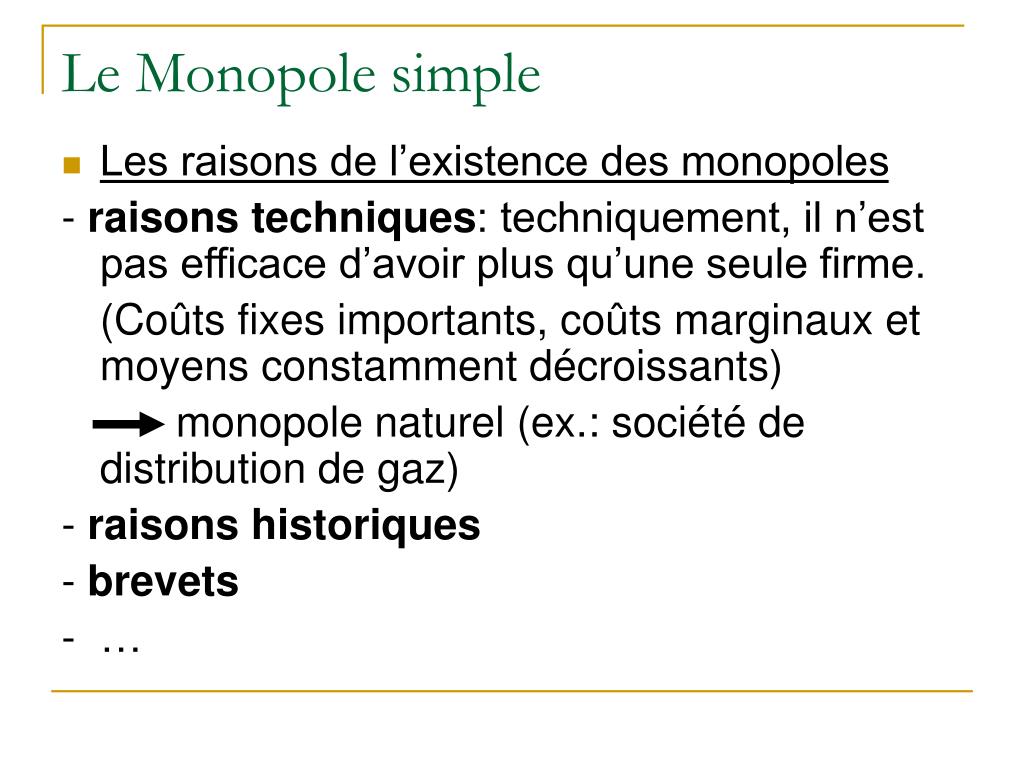PPT  Concurrence imparfaite Le Monopole PowerPoint Presentation, free