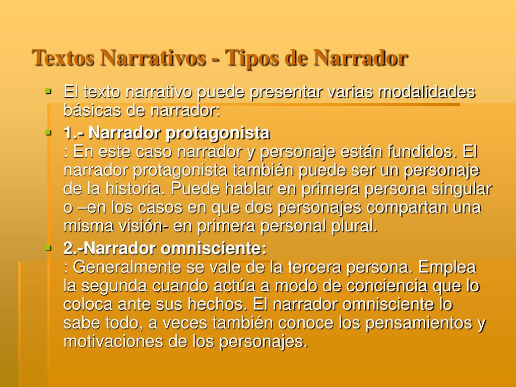 PPT Textos Narrativos Tipos de Narrador PowerPoint