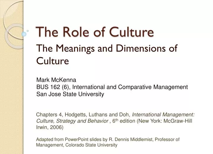 the role of culture n.