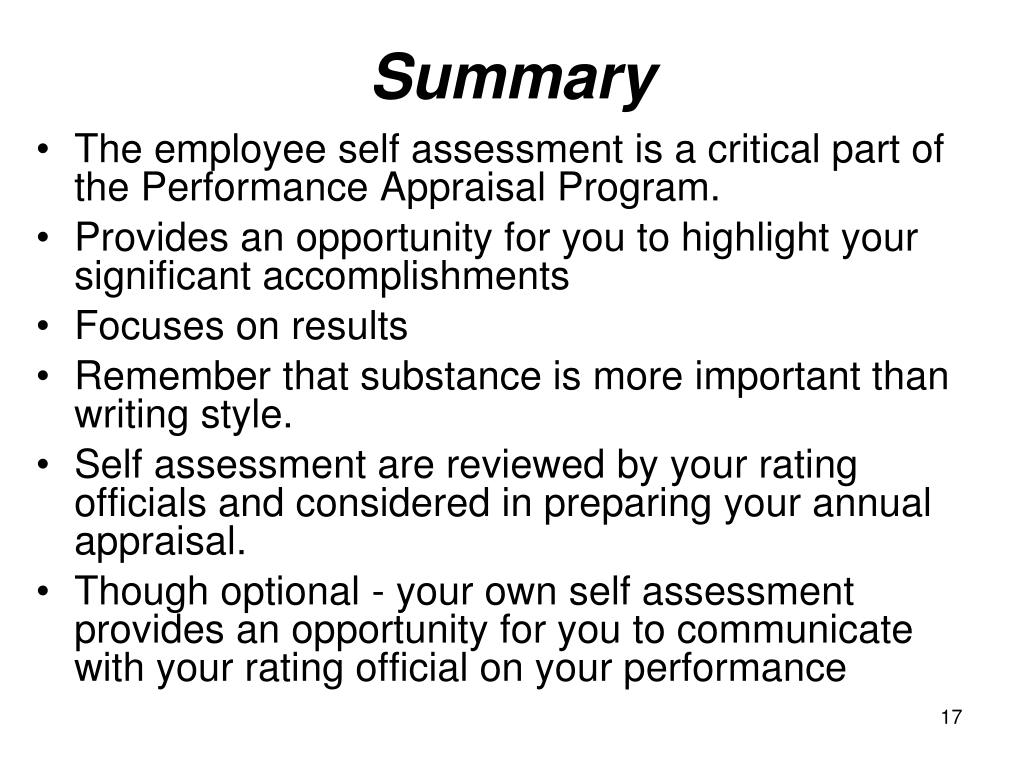 PPT - Writing Effective Self Assessments PowerPoint Presentation