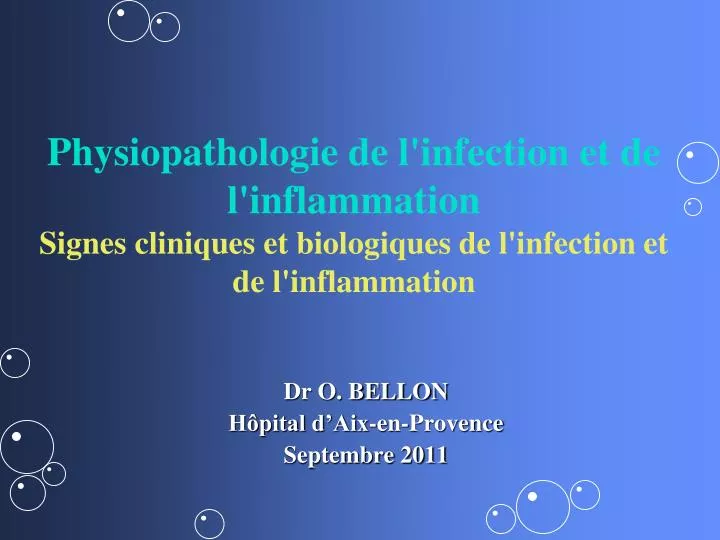 PPT  Physiopathologie de l'infection et de l'inflammation Signes