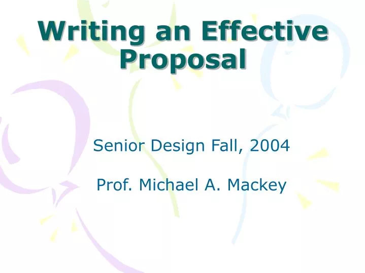 writing an effective proposal n.