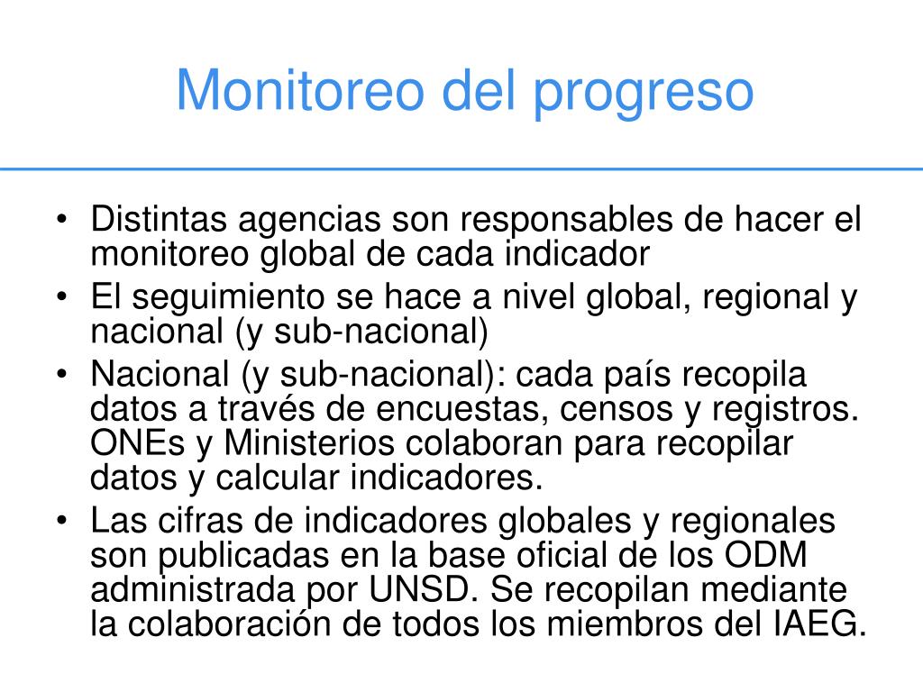 PPT - El marco de monitoreo de los ODM: metas e indicadores PowerPoint ...