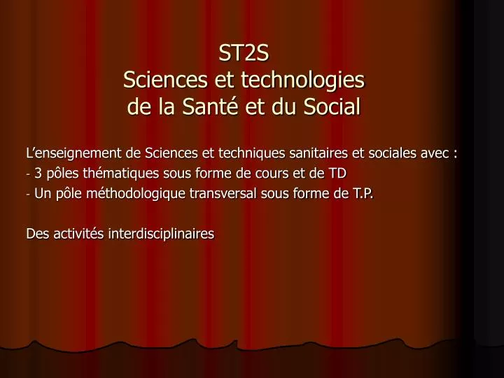 Offre De Soins Definition St2s PPT - ST2S Sciences et technologies de la Santé et du Social PowerPoint