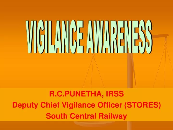 r c punetha irss deputy chief vigilance officer stores south central railway n.