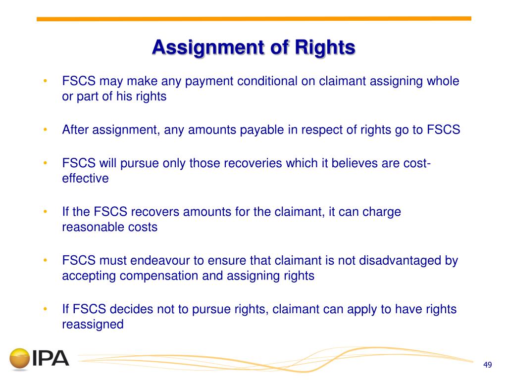 assignment of rights fscs