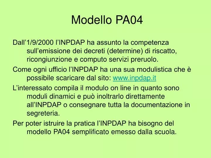 modello pa04 n.