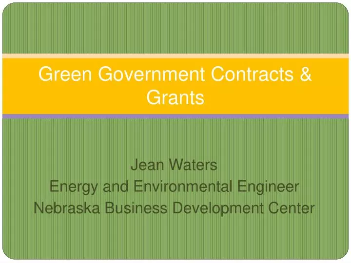 PPT Green Government Contracts & Grants PowerPoint Presentation, free