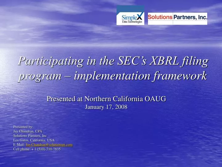 participating in the sec s xbrl filing program implementation framework n.