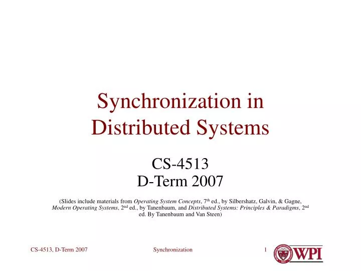 PPT Synchronization in Distributed Systems PowerPoint Presentation