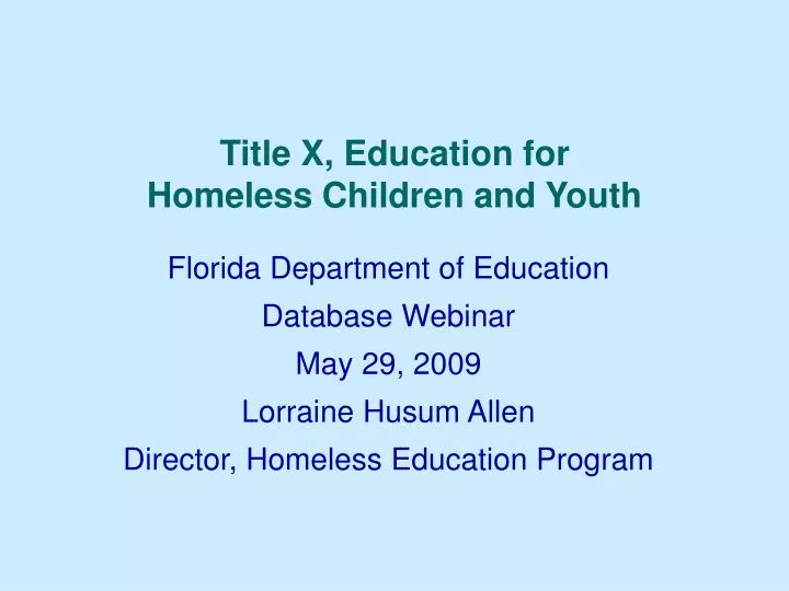 title x education for homeless children and youth n.