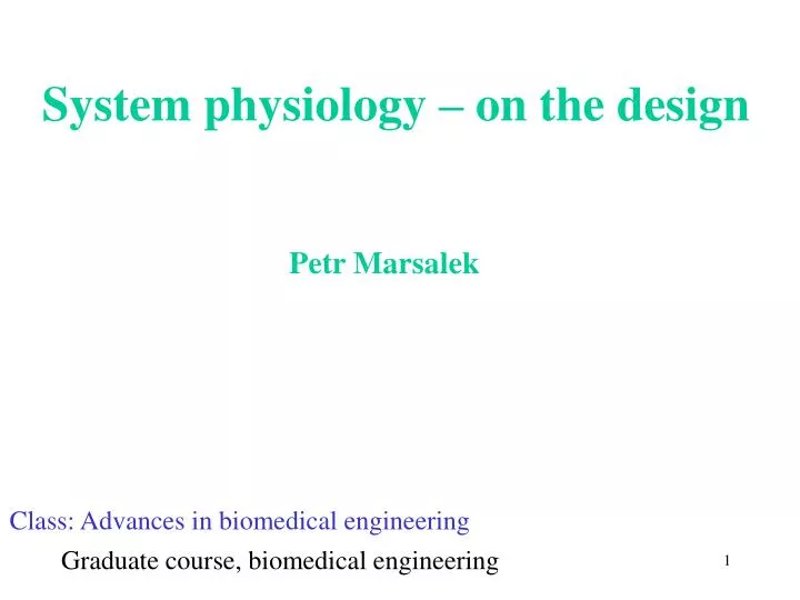 system physiology on the design n.