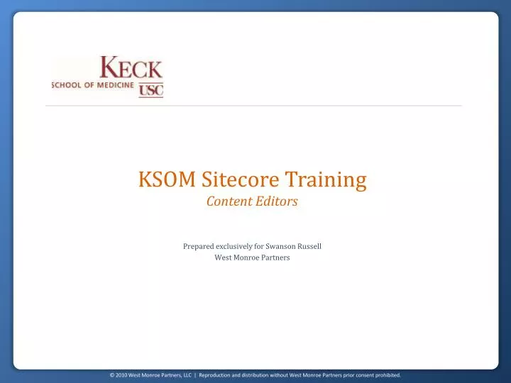 ksom sitecore training content editors n.