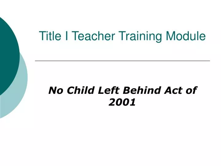 title i teacher training module n.